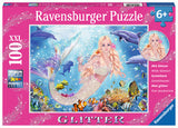 Mermaid & Dolphins 100 pc Glitter Puzzle - Finnegan's Toys & Gifts