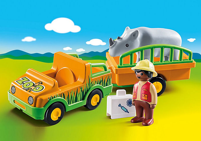 Playmobil 123 Zoo Vehicle with Rhinoceros – Finnegan's Toys & Gifts